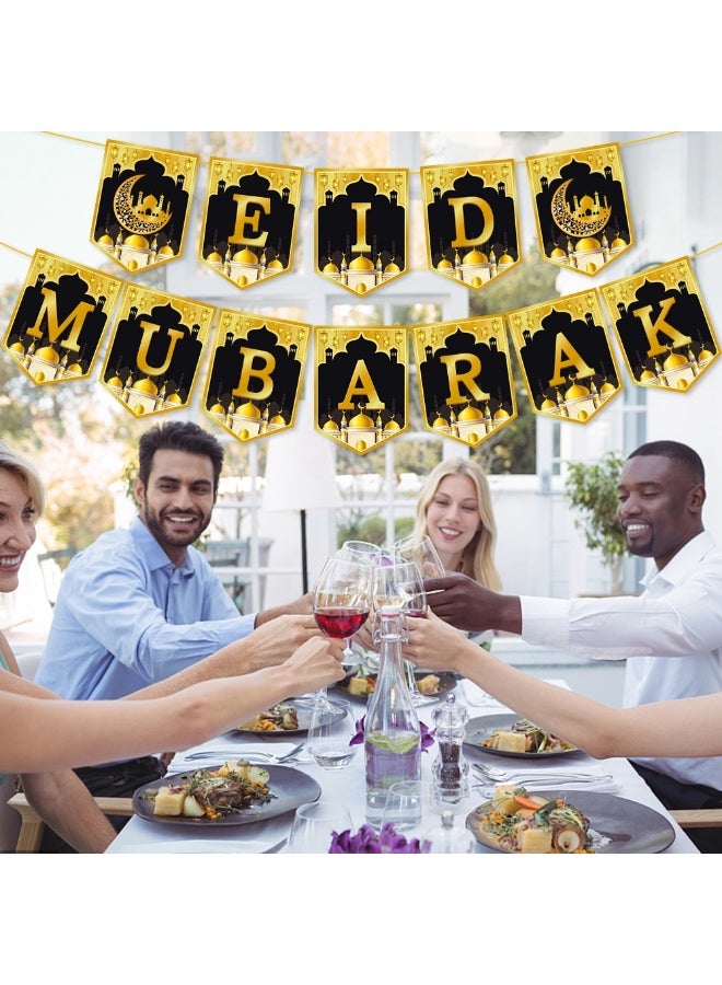 لافتة رمضان كريم - أسود وذهبي، ورق مقوى، مستقيم، مثالي لتزيينات رمضان - Image 5